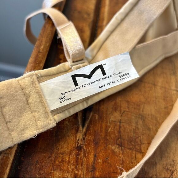 Maidenform Nude Tan Push Up Bra 34C Strapless Straight Cross Versatile Straps - Picture 7 of 7